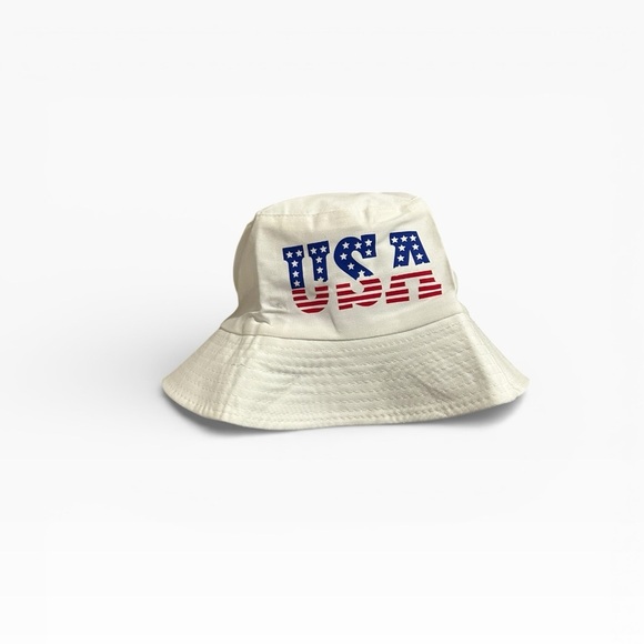 Other - NWT White USA Bucket Hat